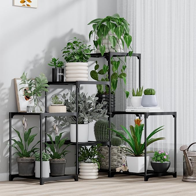 Metal Plant Stand Indoor Corner Plant Shelf Outdoor for Multiple Plants Flower Stand Ladder Plant Table for Plant Pots for Window Garden Balcony Living Room