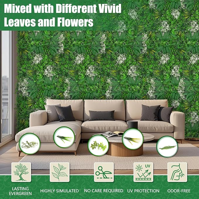 20"x20" Grass Wall Panels, Faux Green Wall Decor - Image 3