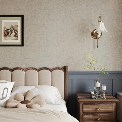 VEELIKE Beige Grasscloth Peel and Stick Wallpaper Textured Neutral Grasscloth - Image 3