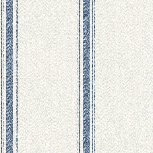 Chesapeake Blue Linette Fabric Stripe Wallpaper, 3115-12462 by Chesapeake