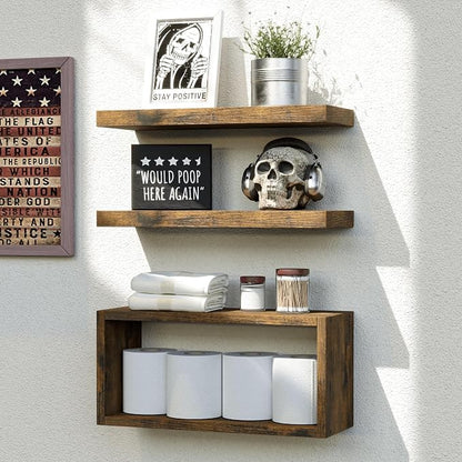 RICHER HOUSE Floating Shelves Set of 3, Modern Bathroom Shelves Wall Mounted by RicherHouse