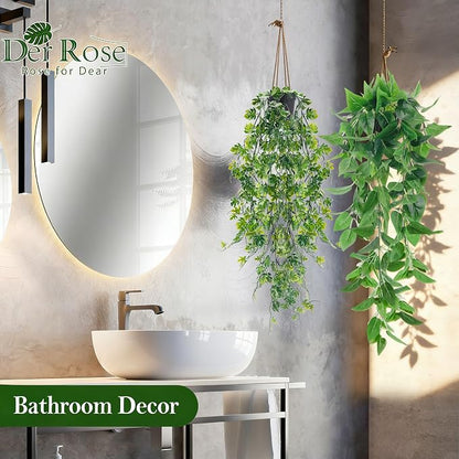 Der Rose 8Pcs Fake Plants Hanging Artificial Ivy Vine Faux Eucalyptus Hanging - Image 6