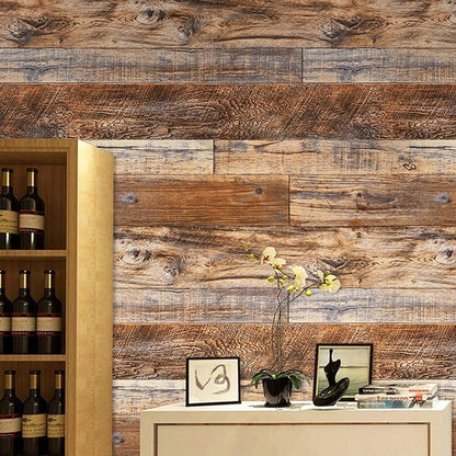 WENMER 17.71" x 1181" Brown Wood Wallpaper Peel and Stick Wallpaper Shiplap - Image 6