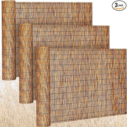 Barydat 3 Pcs 4 x 16.4 ft Reed Fence Roll, 85% Shade Bamboo Privacy Screen by home