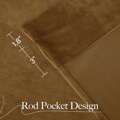 NICETOWN Gold Brown Velvet Curtains, Luxury and Soft Thermal Insulated Velvet - Image 7