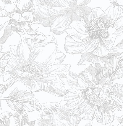 Ismoon Large Floral Peel and Stick Wallpaper Boho White/Grey Contact Paper by Ismoon