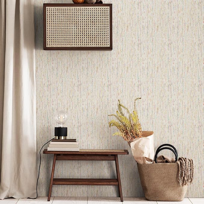 JiffDiff Woven Wallpaper Peel and Stick 17.3" x 800" Colorful Paint Grasscloth - Image 6