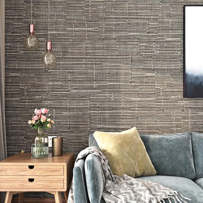 FunStick 24"x200" Thick Brown Grasscloth Peel and Stick Wallpaper Textured by FunStick