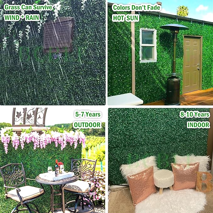 10x10Inch 12Pcs Grass Wall Panels, 4 Layers UV-Anti Boxwood Greenery Hedge - Image 5