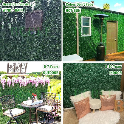 10x10Inch 12Pcs Grass Wall Panels, 4 Layers UV-Anti Boxwood Greenery Hedge - Image 5