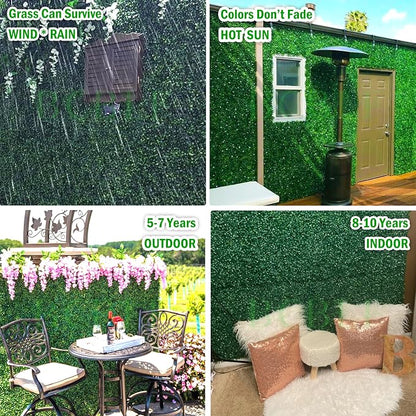 10x10Inch 8Pcs Grass Wall Panels, 4 Layers UV-Anti Boxwood Greenery Hedge - Image 5