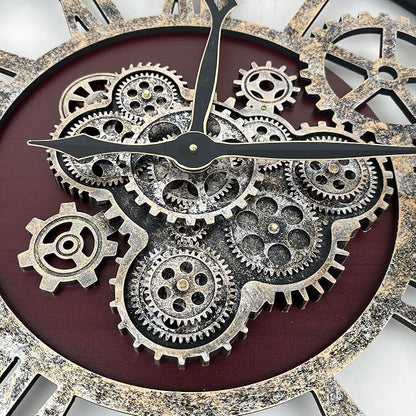 The B-Style Large Real Moving Gears Wall Clock 30 inch Rustic Retro Industrial - Image 2