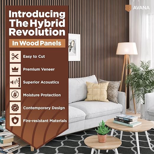 Avana Modern Acoustic Wood Wall Panels – 93.2x11.25 Inch Panels – Fits 94x12 - Image 2