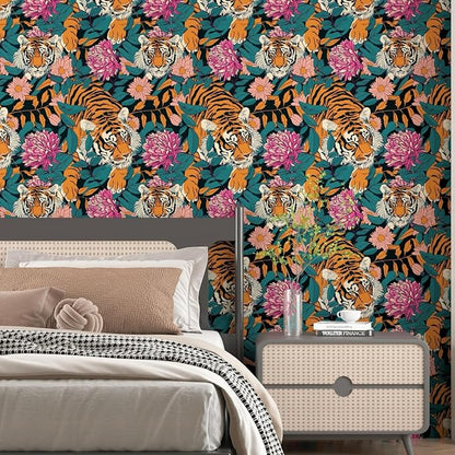 BOKEBEVE Extra Long Tiger Stick and Peel Wallpaper Vintage Floral Contact Paper - Image 4