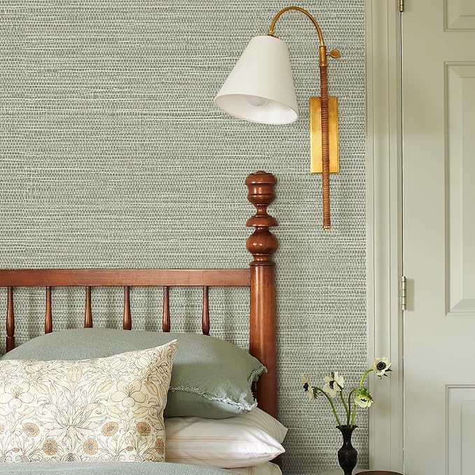 Simon&Siff Textured Grasscloth Peel and Stick Wallpaper 17.7"x394" Neutral Faux - Image 5