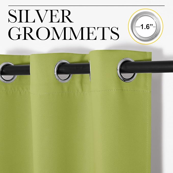 NICETOWN Fresh Green Blackout Curtains 78 inches Length - Image 2