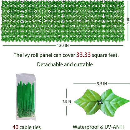ODTORY Artificial Ivy Privacy Fence Wall Screen, 40X120 in UV-Anti Faux - Image 2