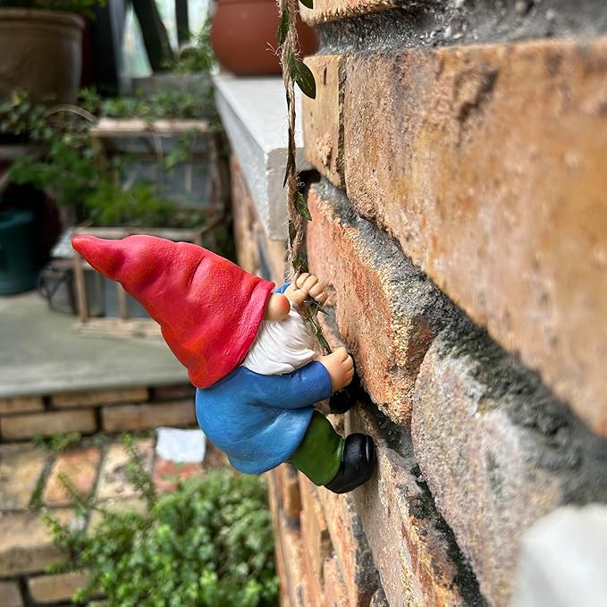 Hanging Gnome Garden Statue Decoration,Climbing Garden Gnomes Statue Figurine Ornament for Indoor Outdoor Home Garden Decor