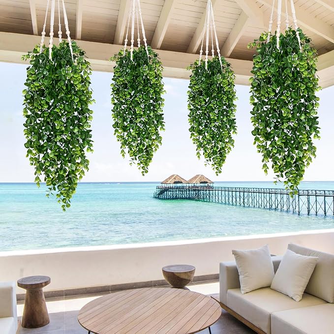 Waipfaru 8Pcs Fake Hanging Plants 2.7ft Fake Plants UV Resistant Fake Vines - Image 6