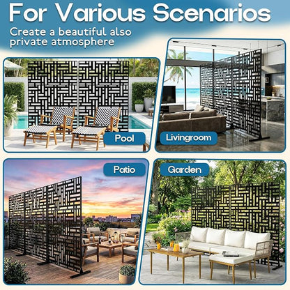 MTART Metal Privacy Screen 72" H x 47.2" Decorative Outdoor Privacy Screen - Image 7