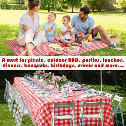 Kochorie 54 Inch x 100 Ft Red Checkered Plastic Table Cloth Roll Disposable - Image 7