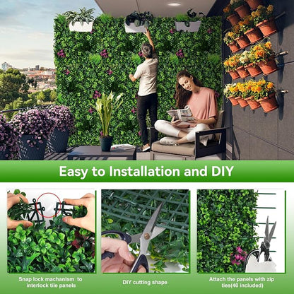 Artificial Grass Wall Panels, UV-Anti Fake Greenery Plant Boxwood Panels - Image 4