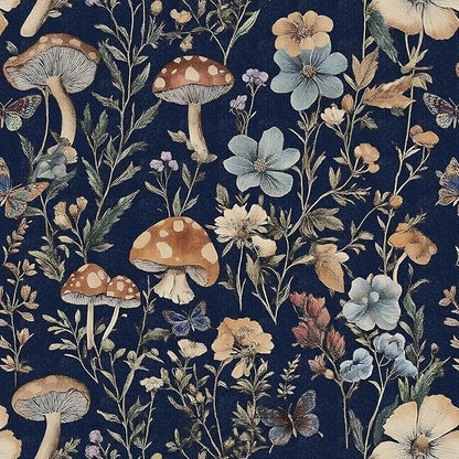 Froluya Mushroom Peel and Stick Wallpaper Dark Floral Contact Paper 16.9" x by Froluya