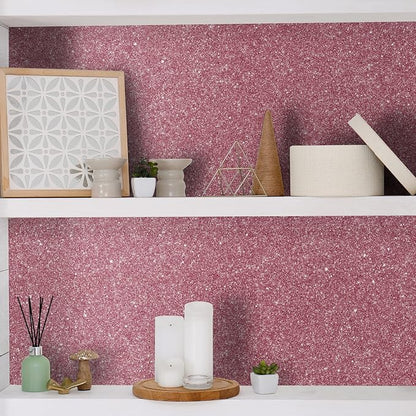 CHIHUT 15.7''x236'' Pink Glitter Peel and Stick Wallpaper Self Adhesive Sparkle - Image 5