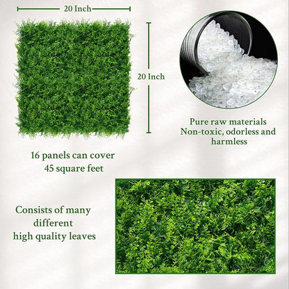 ODTORY Artificial Plants Hedge Wall Panels：20x20 Inch 16P UV-Anti Greenery - Image 2