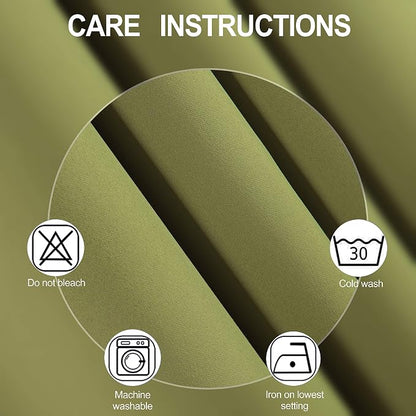 LEMOMO Blackout Curtains 38 x 84 inch/Olive Green Curtains Set of 2 - Image 4