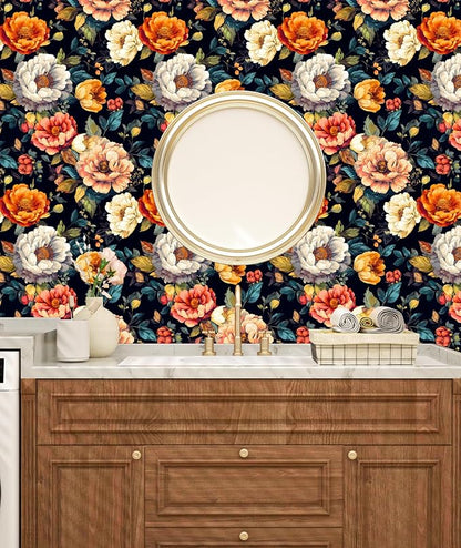 BOKEBEVE Extra Long Peel and Stick Wallpaper Vintage Extra Long Floral - Image 2