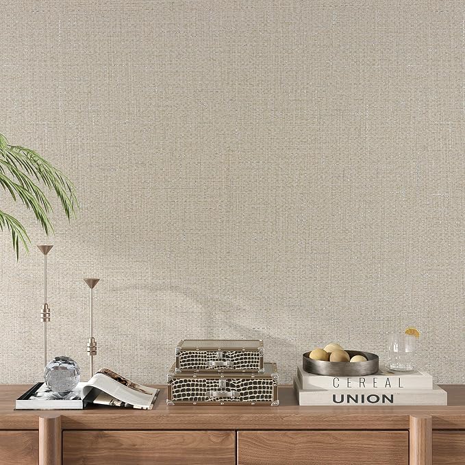 VEELIKE Beige Grasscloth Peel and Stick Wallpaper Textured Neutral Grasscloth - Image 5