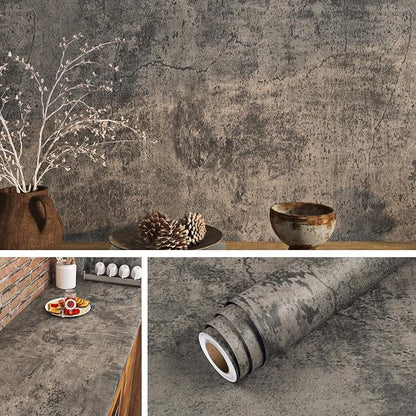 Livelynine 15.8x394 Peel and Stick Wallpaper Concrete Look Brown Masculine Dark - Image 8