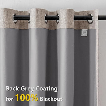 IGEMAEVE Linen Blackout Curtains 84 Inch Length 2 Panels Set, 100% Black Out - Image 9