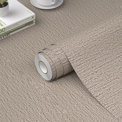 WADILE Grasscloth Peel and Stick Wallpaper 15.7in x 196.8in, Textured Contact by WADILE