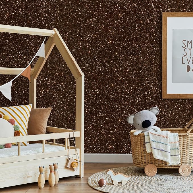 CHIHUT Dark Brown Glitter Peel and Stick Wallpaper Brown Glitter Contact Paper - Image 3