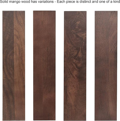 Kate and Laurel Atwood Three-Tiered Adjustable Mango Wood Wall Shelf, Walnut - Image 7