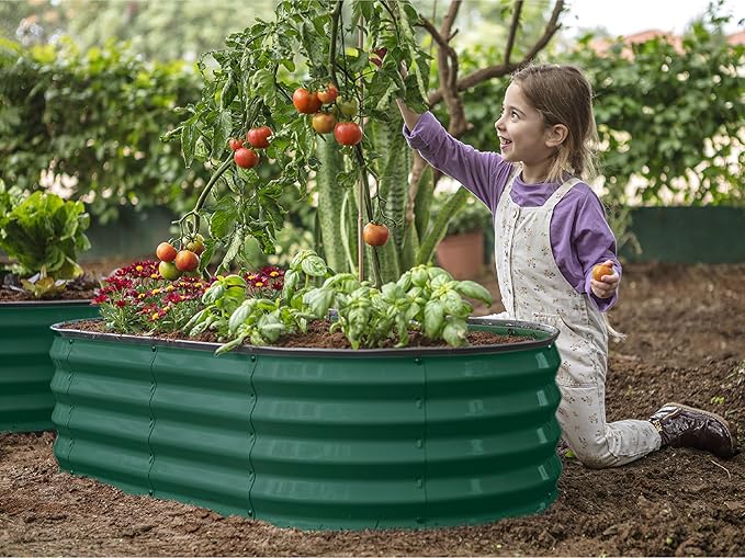 Galvanized Raised Garden Beds Outdoor // 4×2×1 ft (2-Pack) Planter Raised Beds for Gardening, Vegetables, Flowers // Large Metal Garden Box (Dark Green) // Patented Tool-Free Design