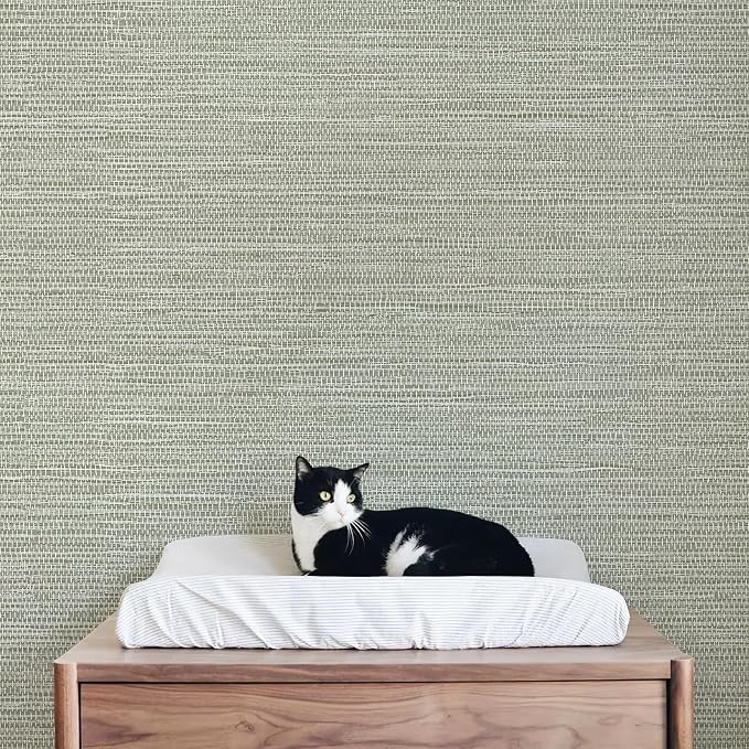 JiffDiff Grasscloth Wallpaper Peel and Stick Cream Grassweave Peel & Stick - Image 3