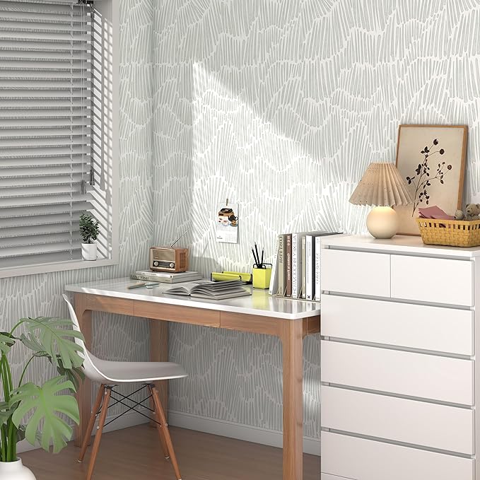Theper Green Wallpaper Peel and Stick Wallpaper Boho 17.3"×275" Modern Striped - Image 6