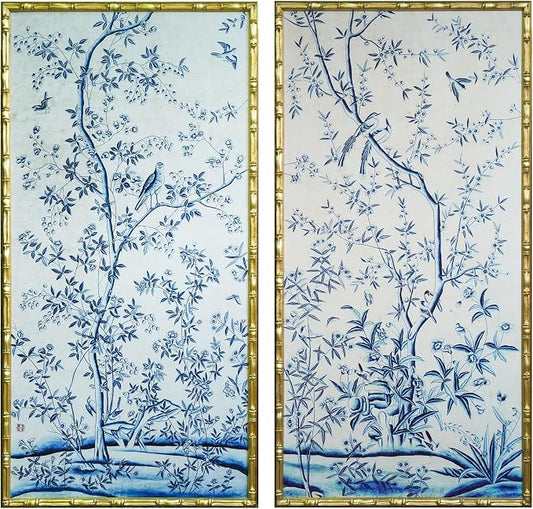HongFengtang Chinoiserie Bamboo Wall Art Print, Hand Painted Style Vintage - Image 2
