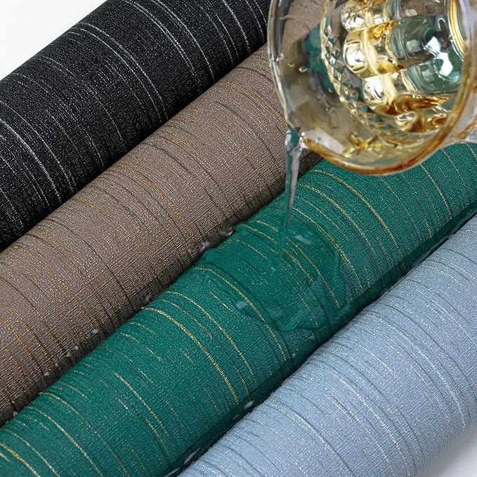 Teal Grasscloth Peel and Stick Wallpaper Texture Contact Paper A Set of 15.7" X - Image 5