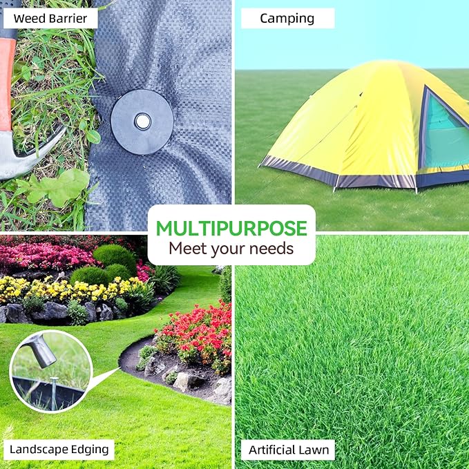 100 Pack Landscape Stakes with Gasket Caps - 6.3 Inch Heavy-Duty Galvanized Steel Garden Spikes are Used to Fixing Weed Barrier, Artificial Lawn, Patio Rug, Etc