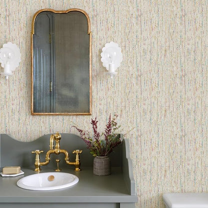 JiffDiff Woven Wallpaper Peel and Stick 17.3" x 120" Colorful Paint Grasscloth - Image 5