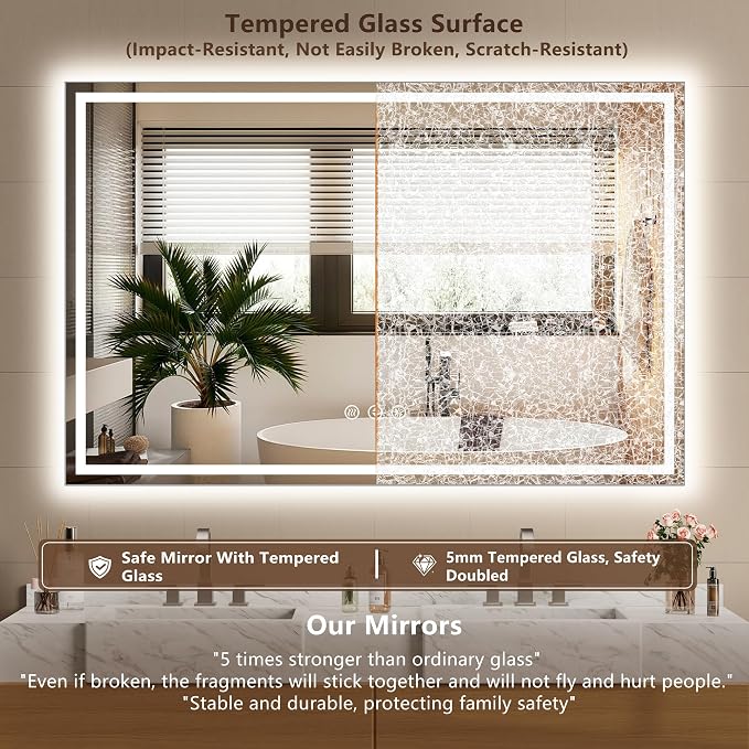 60x36 Inch LED Lighted Bathroom Mirror - Image 4