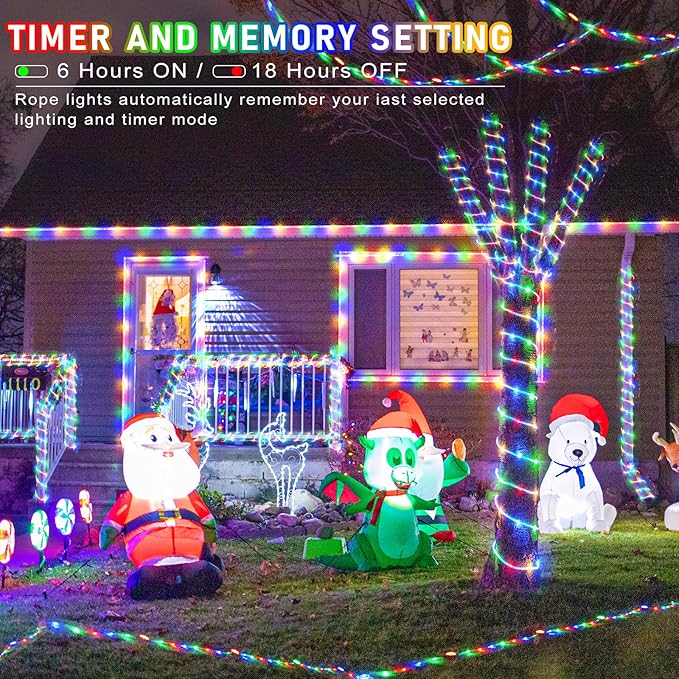 Rope Lights for Outside, 100FT 300 LED Plug in Christmas Lights Outdoor with Waterproof 8 Modes, Connectable String Light for Indoor House Patio Garden Party Easter Decorations, Multicolor