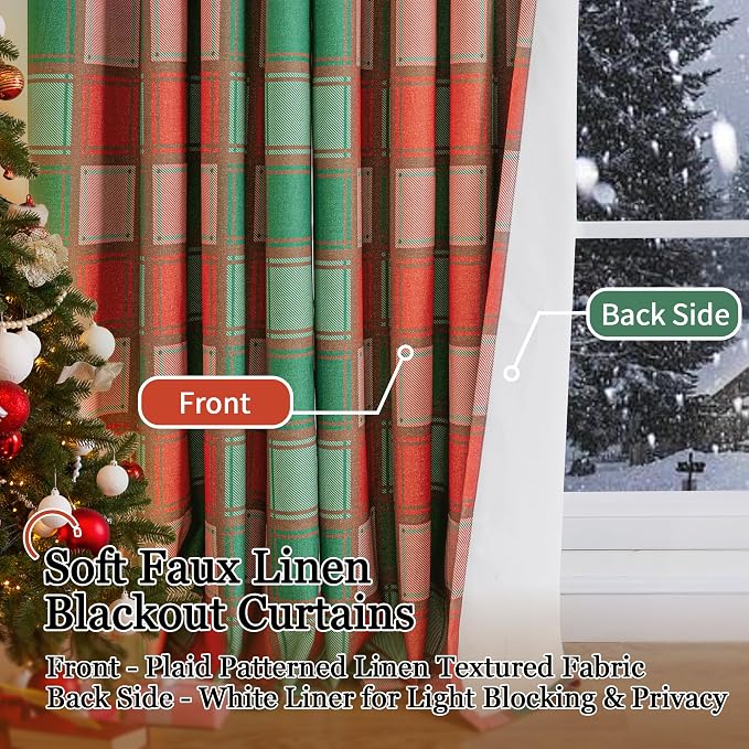 Lajode Plaid Curtains for Living Room 63 Inch Long - Image 5