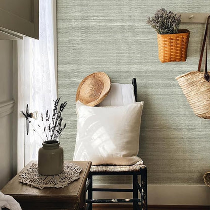 JiffDiff Grasscloth Wallpaper Peel and Stick Cream Grassweave Stick on - Image 5