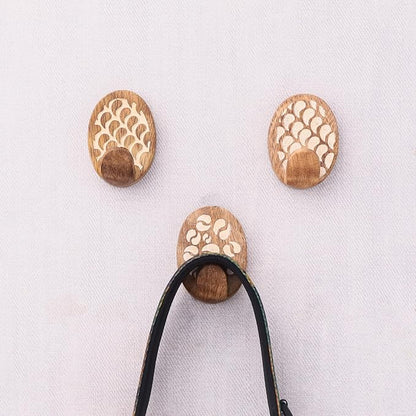 Indian Shelf 6 Lb- 3 Pieces Decorative Wood Adhesive Wall Hooks–Boho Peel and - Image 9