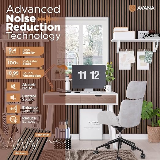 Avana Acoustic Wood Wall Panels – 47.2 X 12.6 Inch Walnut Acoustic Panels 2 PCs - Image 5